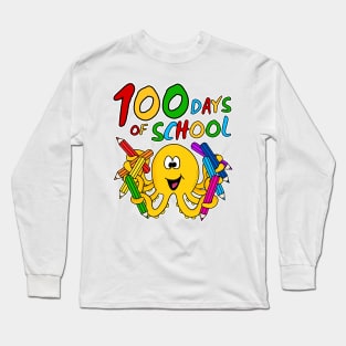 100 Days Of School Octopus Kindergarten 2022 Long Sleeve T-Shirt